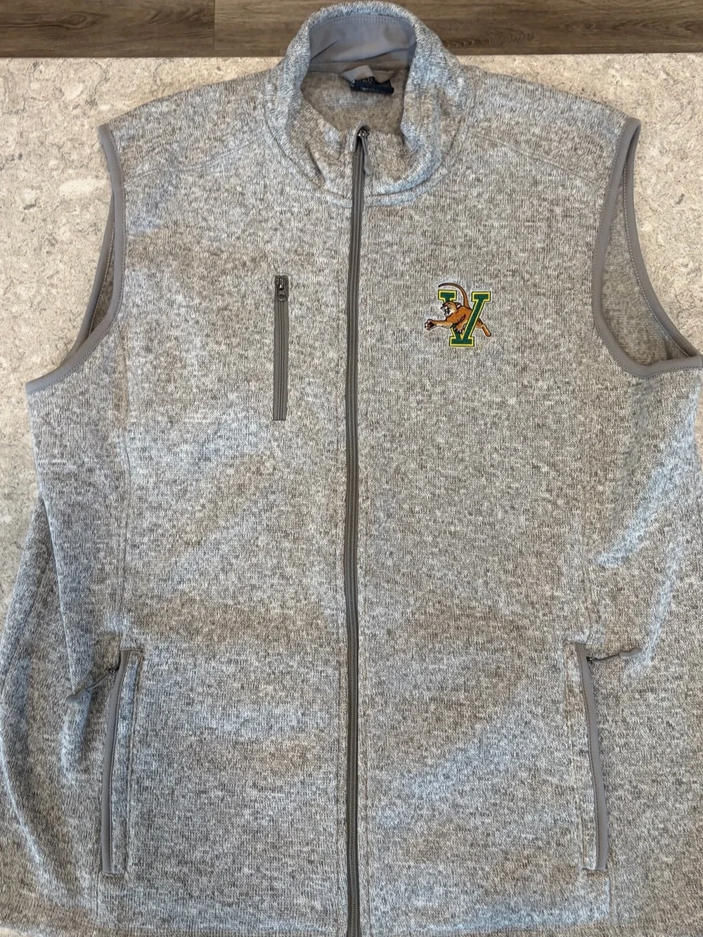 Vermont Catamounts UVM Charles River Apparel Light Gray Full-Zip Men's Vest-XXL